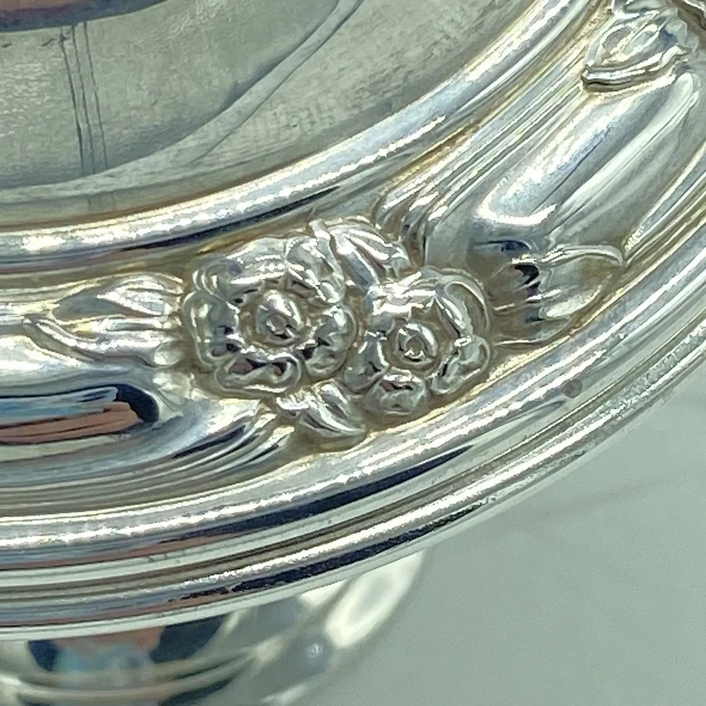 Oneida Park Lane Silver-Plated Candlestick Holders Pair Floral Rose Taper MCM